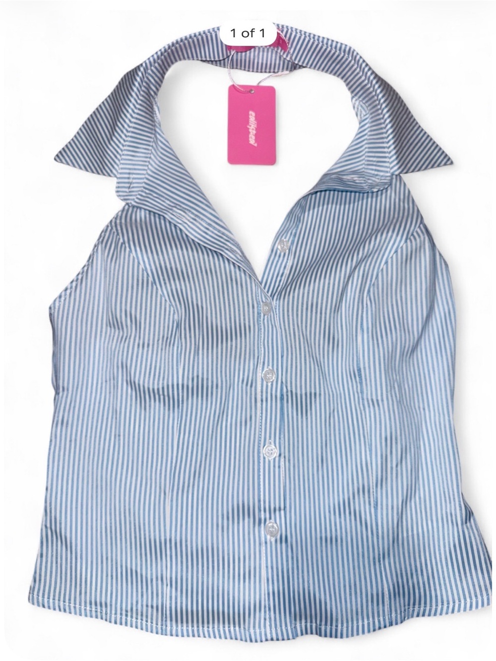 Edikted Debra tailored pinstripe button up halter top size x-small (new)